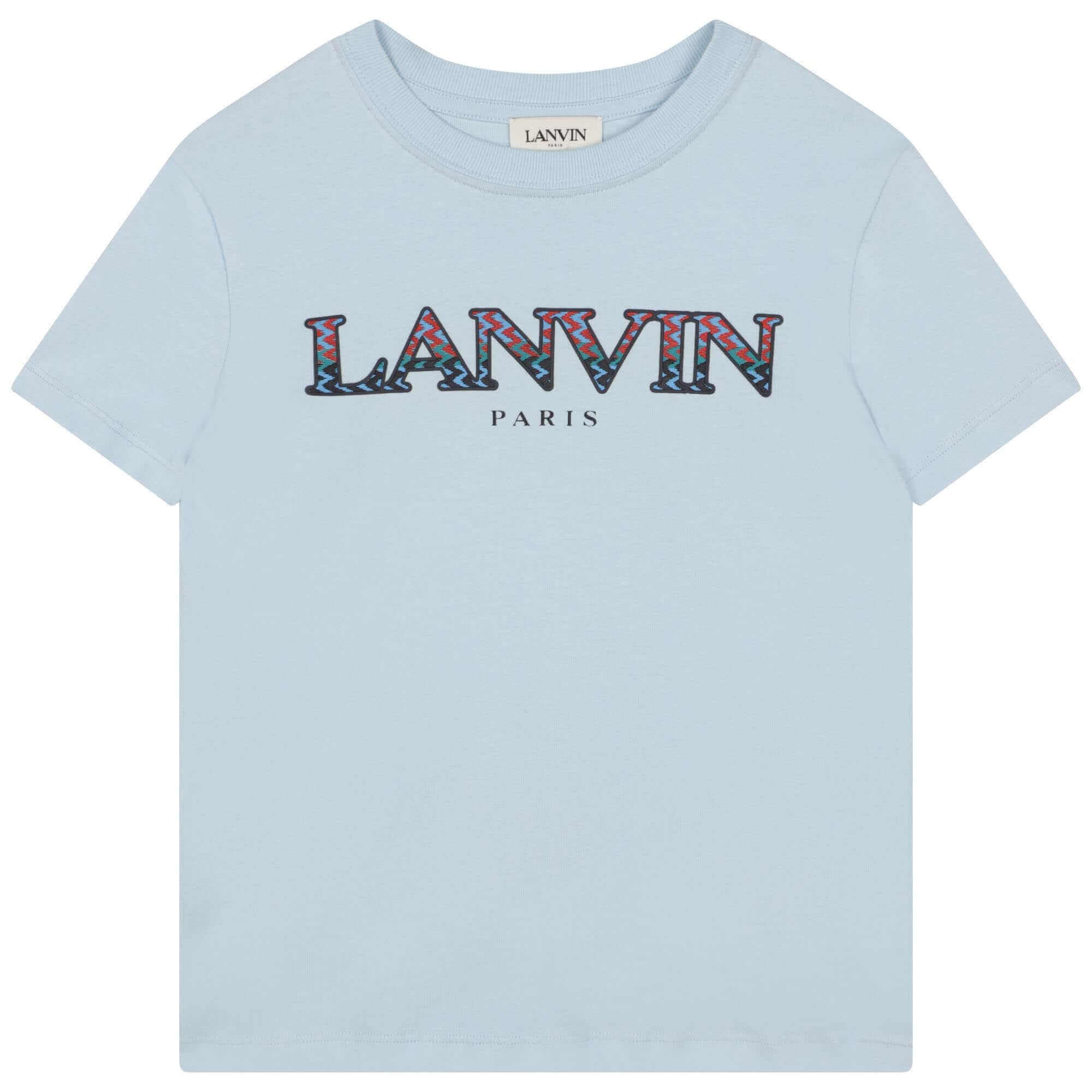 Lanvin Boys Pale Blue Curb Logo T-shirt Lanvin Boys Pale Blue Curb Logo T-shirt