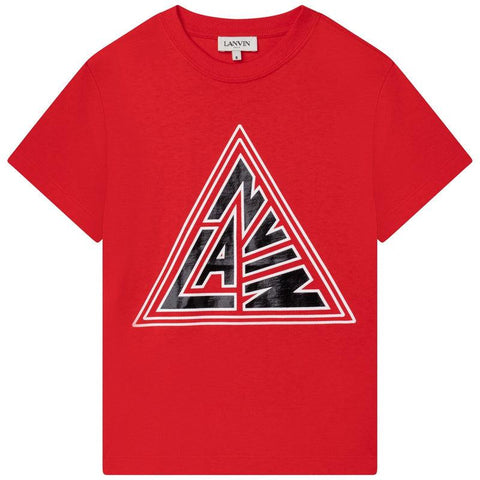 Lanvin Boys Red Triangle Logo Short Sleeve T-Shirt Lanvin Boys Red Triangle Logo Short Sleeve T-Shirt