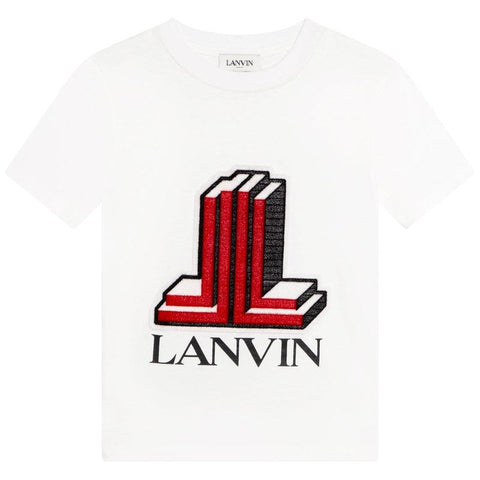 Lanvin Boys White 3D Logo Short Sleeve T-Shirt Lanvin Boys White 3D Logo Short Sleeve T-Shirt