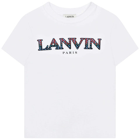 Lanvin Boys White Curve Logo T-shirt Lanvin Boys White Curve Logo T-shirt