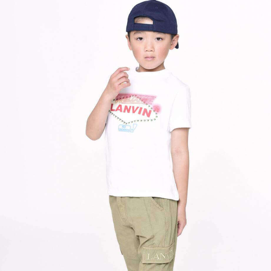 Lanvin Boys White Las Vegas Print T-shirt Lanvin Boys White Las Vegas Print T-shirt