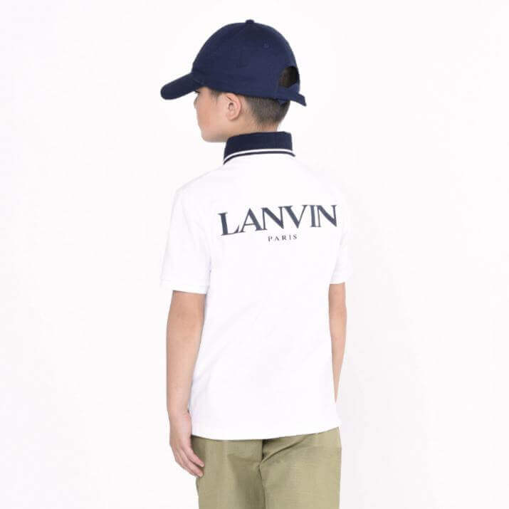 Lanvin Boys White Short Sleeve Cotton Polo Shirt Lanvin Boys White Short Sleeve Cotton Polo Shirt