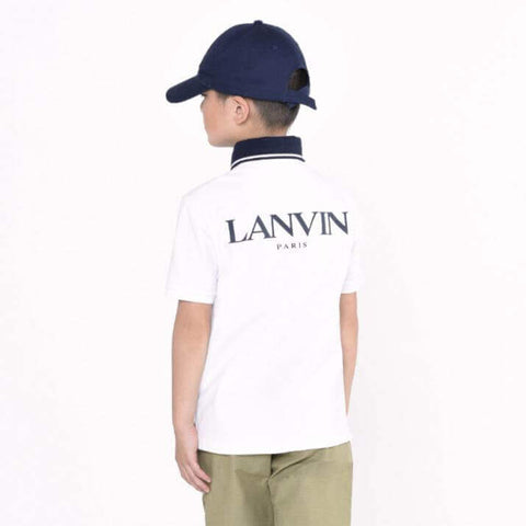 Lanvin Boys White Short Sleeve Cotton Polo Shirt Lanvin Boys White Short Sleeve Cotton Polo Shirt