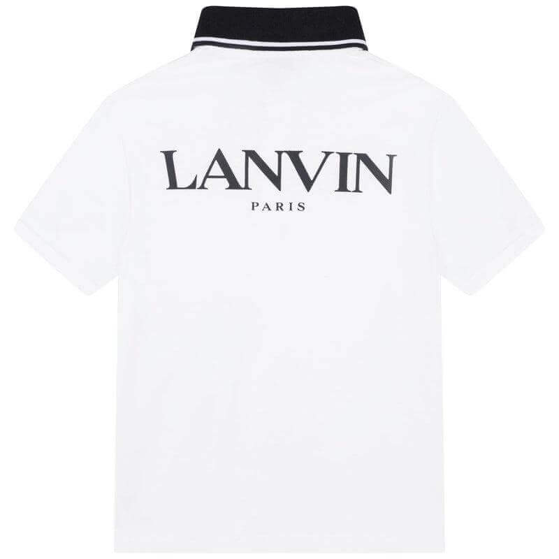 Lanvin Boys White Short Sleeve Cotton Polo Shirt Lanvin Boys White Short Sleeve Cotton Polo Shirt