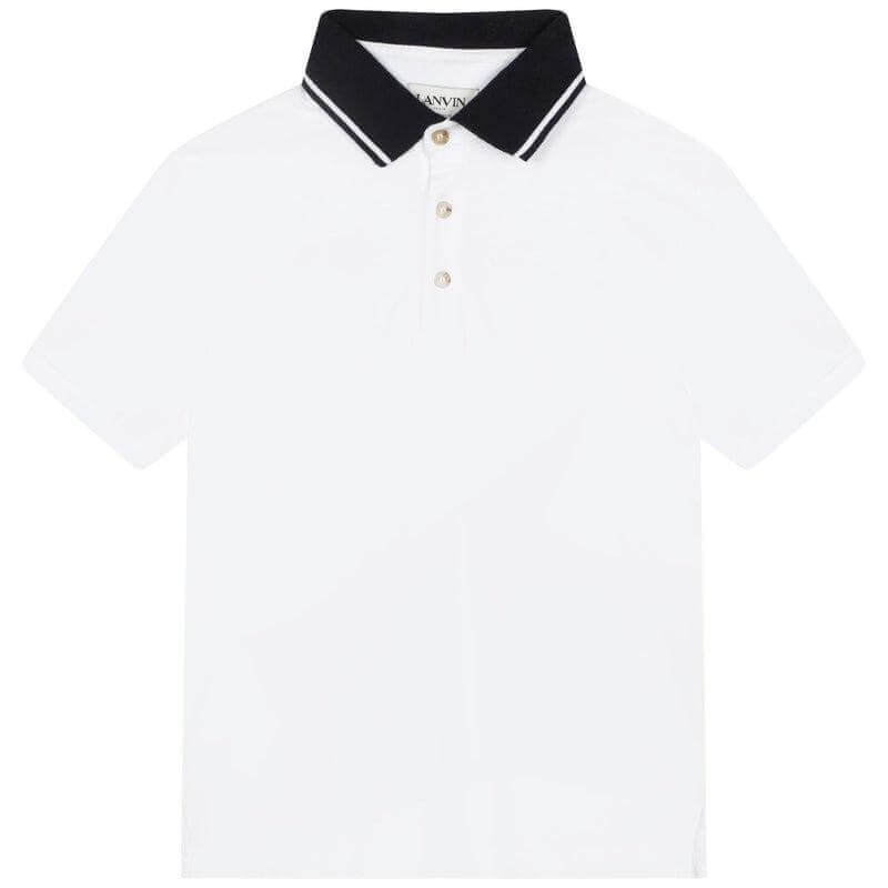 Lanvin Boys White Short Sleeve Cotton Polo Shirt Lanvin Boys White Short Sleeve Cotton Polo Shirt