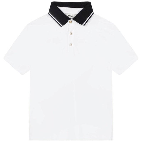 Lanvin Boys White Short Sleeve Cotton Polo Shirt Lanvin Boys White Short Sleeve Cotton Polo Shirt