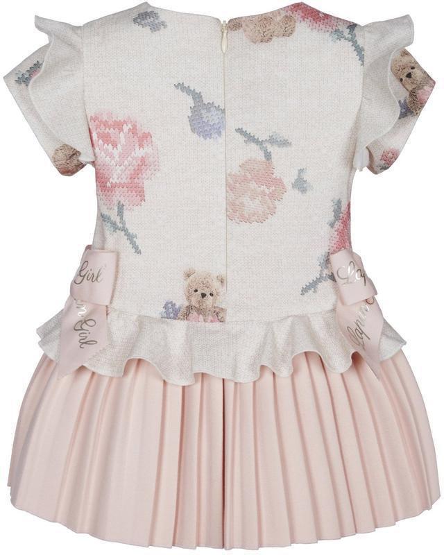 Lapin House Girls Pink & Beige Flower Dress Lapin House Girls Pink & Beige Flower Dress