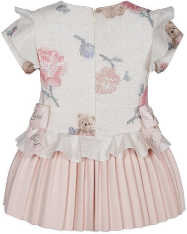 Lapin House Girls Pink & Beige Flower Dress Lapin House Girls Pink & Beige Flower Dress