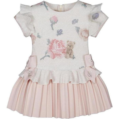 Lapin House Girls Pink & Beige Flower Dress Lapin House Girls Pink & Beige Flower Dress