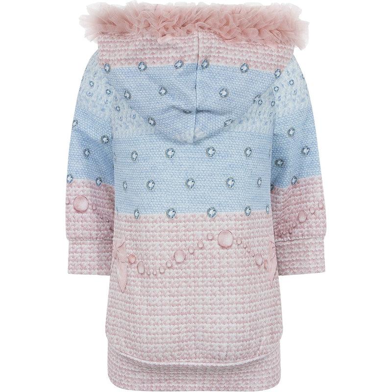 Lapin House Girls Pink & Blue Hooded Jumper Dress Lapin House Girls Pink & Blue Hooded Jumper Dress
