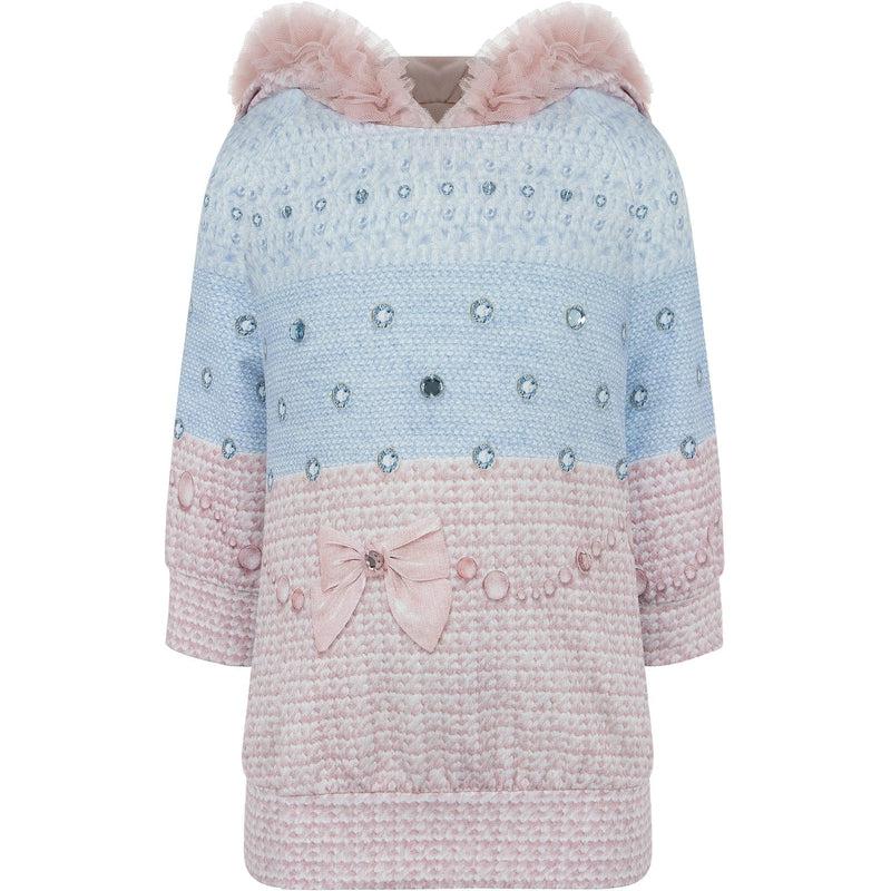 Lapin House Girls Pink & Blue Hooded Jumper Dress Lapin House Girls Pink & Blue Hooded Jumper Dress