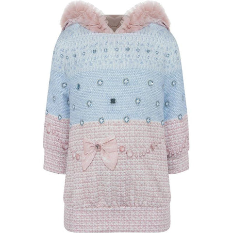 Lapin House Girls Pink & Blue Hooded Jumper Dress Lapin House Girls Pink & Blue Hooded Jumper Dress