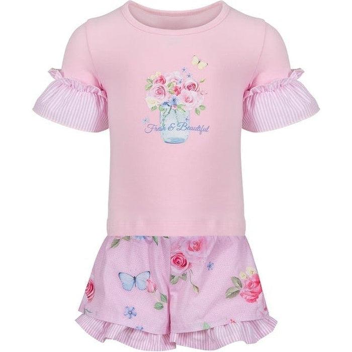 Lapin House Girls Pink Flowers Short Set Lapin House Girls Pink Flowers Short Set