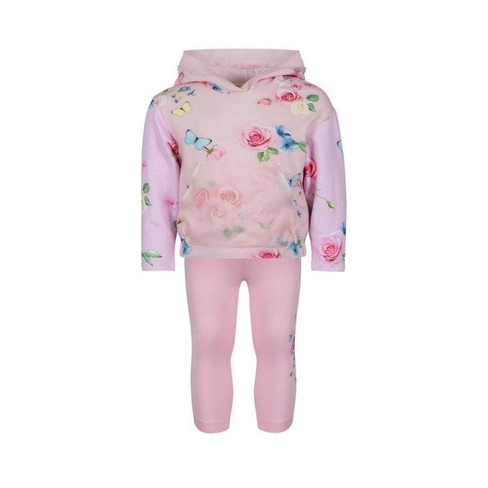 Lapin House Girls Pink Foral Hooded Top & Leggings Set Lapin House Girls Pink Foral Hooded Top & Leggings Set