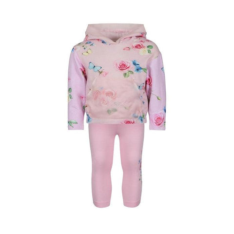 Lapin House Girls Pink Foral Hooded Top & Leggings Set Lapin House Girls Pink Foral Hooded Top & Leggings Set