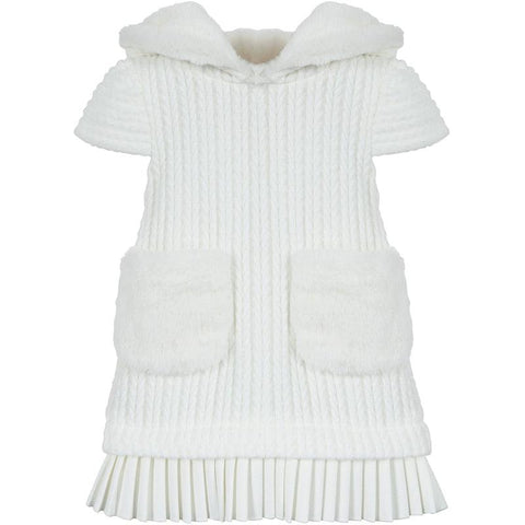 Lapin House Girls White Frilled Hooded Dress Lapin House Girls White Frilled Hooded Dress