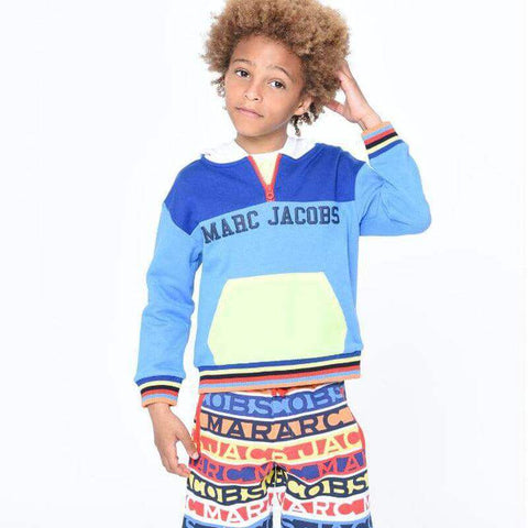 Marc Jacobs Boys Blue Logo Hooded Sweatshirt Marc Jacobs Boys Blue Logo Hooded Sweatshirt