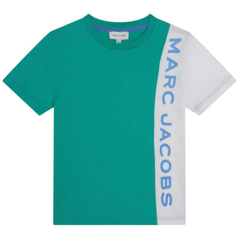 Marc Jacobs Boys Green Vertical Logo T-shirt Marc Jacobs Boys Green Vertical Logo T-shirt