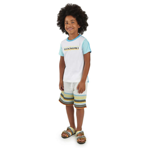 Missoni Kids Boys White Logo T-Shirt Missoni Kids Boys White Logo T-Shirt