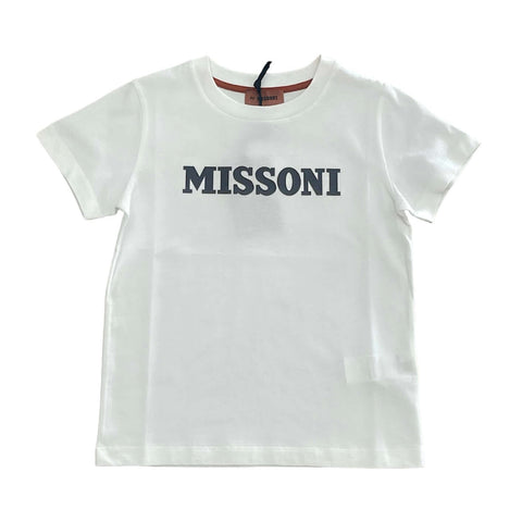 Missoni Kids Boys White Logo T-Shirt Missoni Kids Boys White Logo T-Shirt