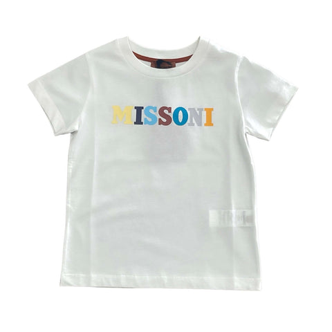 Missoni Kids Boys White Multi Logo T-Shirt Missoni Kids Boys White Multi Logo T-Shirt