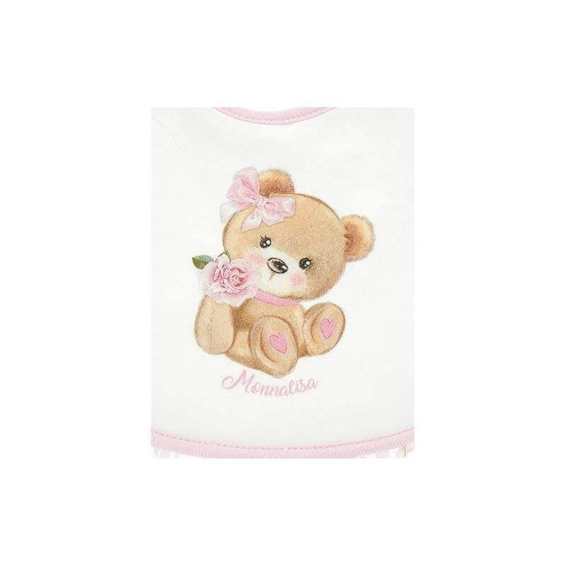 Monnalisa Baby Girls Cotton Bear Bib Monnalisa Baby Girls Cotton Bear Bib