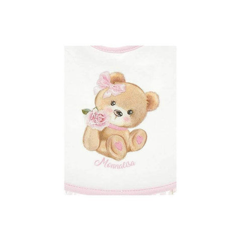 Monnalisa Baby Girls Cotton Bear Bib Monnalisa Baby Girls Cotton Bear Bib