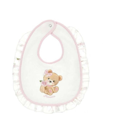 Monnalisa Baby Girls Cotton Bear Bib Monnalisa Baby Girls Cotton Bear Bib