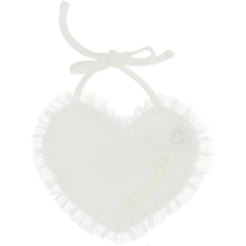 Monnalisa Baby Girls Ivory Heart Bib Monnalisa Baby Girls Ivory Heart Bib