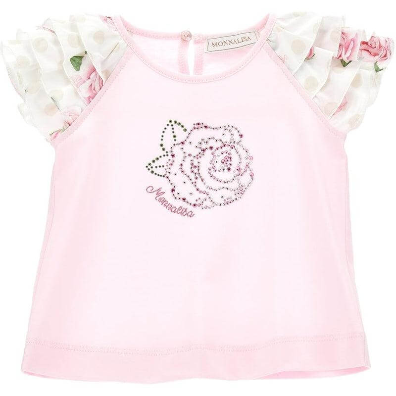 Monnalisa Baby Girls Pink Rose T-Shirt Monnalisa Baby Girls Pink Rose T-Shirt