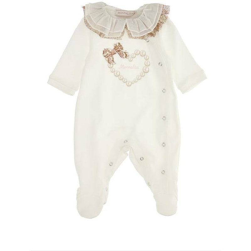 Monnalisa Girls Cream Leopard Print Babygrow Monnalisa Girls Cream Leopard Print Babygrow