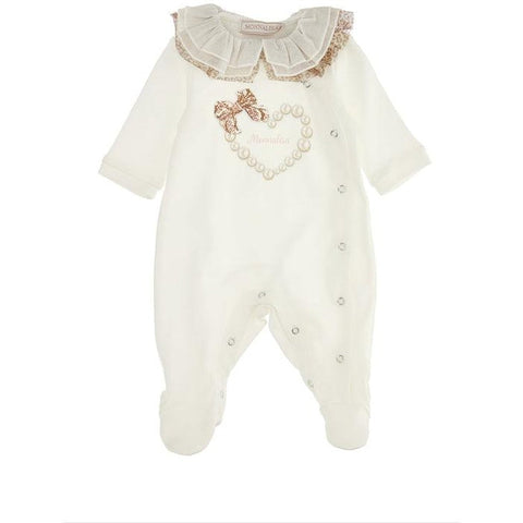 Monnalisa Girls Cream Leopard Print Babygrow Monnalisa Girls Cream Leopard Print Babygrow