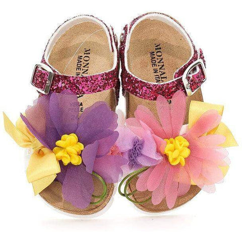 Monnalisa Girls Flower Glitter Sandal Monnalisa Girls Flower Glitter Sandal