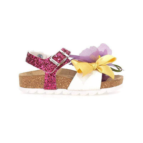 Monnalisa Girls Flower Glitter Sandal Monnalisa Girls Flower Glitter Sandal