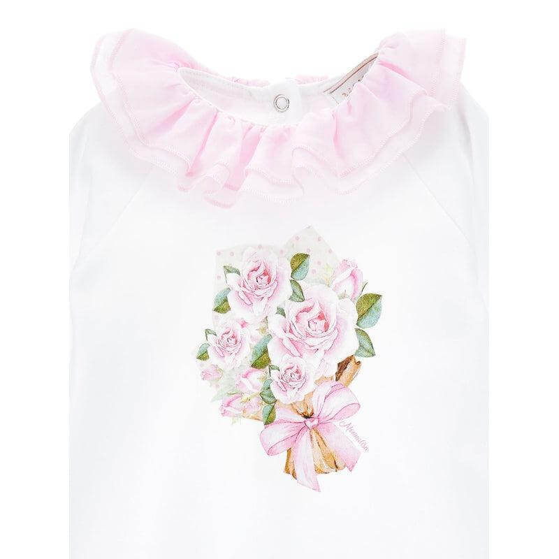 Monnalisa Girls Ivory Rose Babygrow Monnalisa Girls Ivory Rose Babygrow