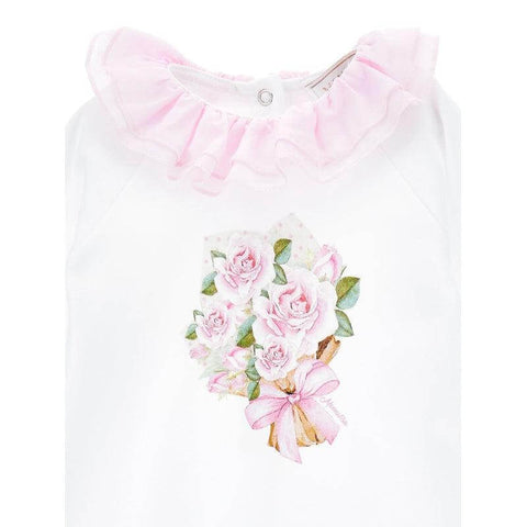 Monnalisa Girls Ivory Rose Babygrow Monnalisa Girls Ivory Rose Babygrow