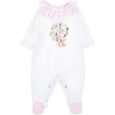 Monnalisa Girls Ivory Rose Babygrow Monnalisa Girls Ivory Rose Babygrow