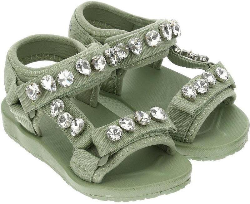 Monnalisa Girls Khaki Jewelled Sandal Monnalisa Girls Khaki Jewelled Sandal