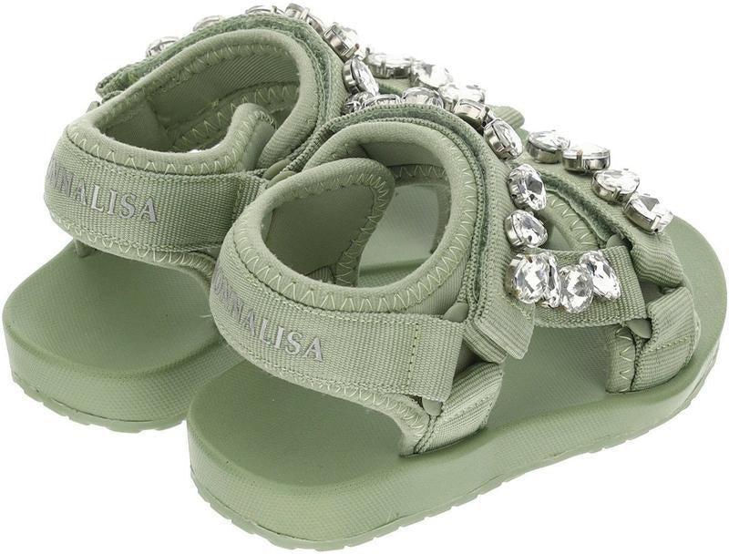 Monnalisa Girls Khaki Jewelled Sandal Monnalisa Girls Khaki Jewelled Sandal
