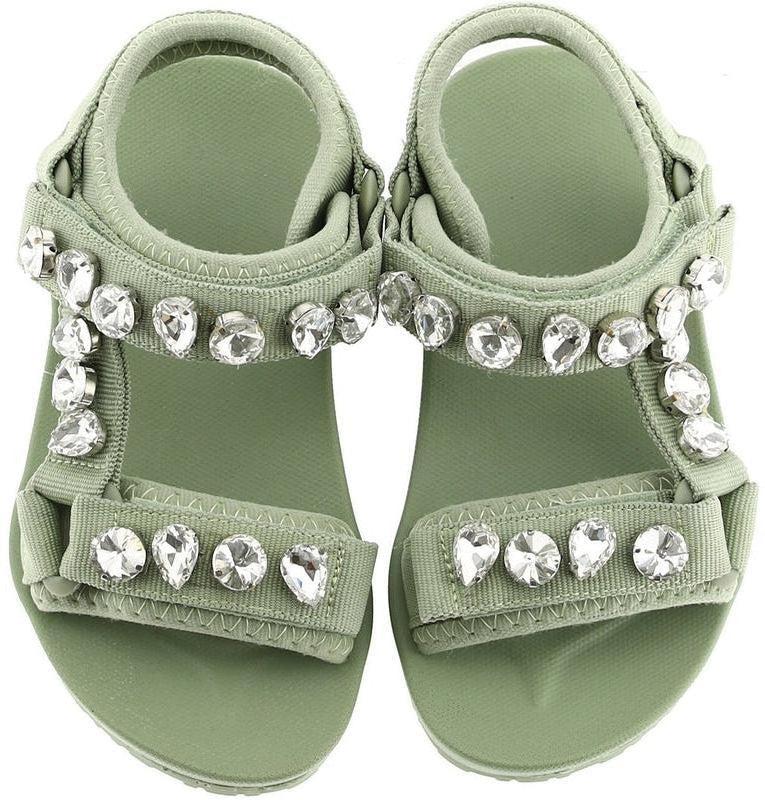 Monnalisa Girls Khaki Jewelled Sandal Monnalisa Girls Khaki Jewelled Sandal