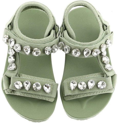 Monnalisa Girls Khaki Jewelled Sandal Monnalisa Girls Khaki Jewelled Sandal