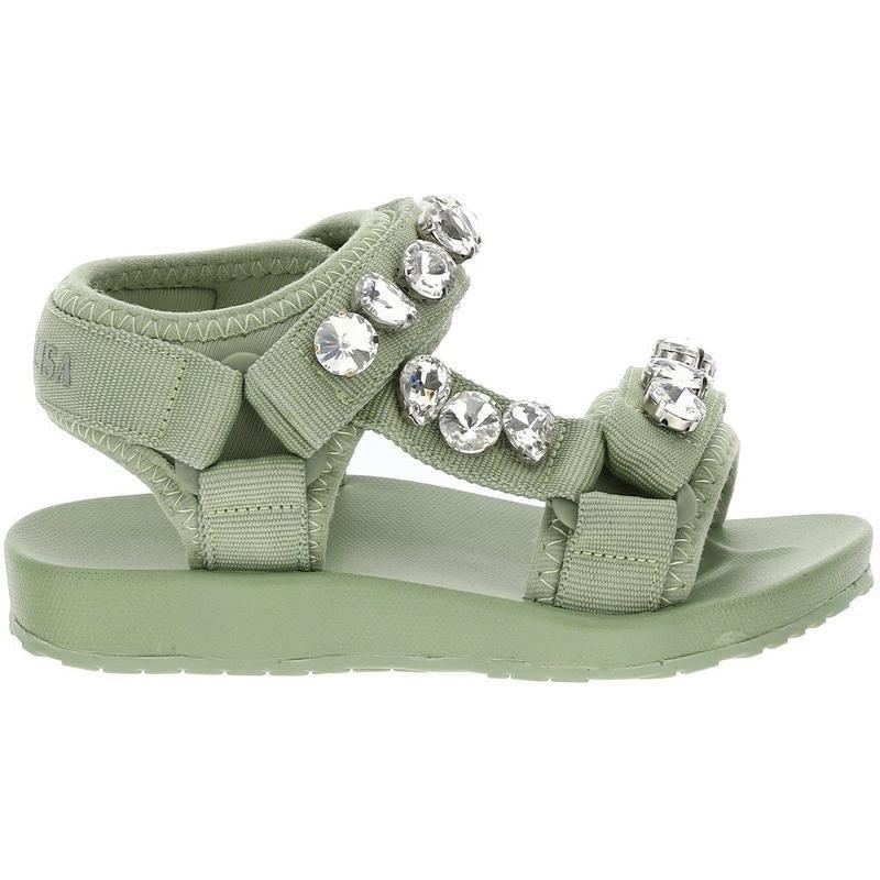 Monnalisa Girls Khaki Jewelled Sandal Monnalisa Girls Khaki Jewelled Sandal