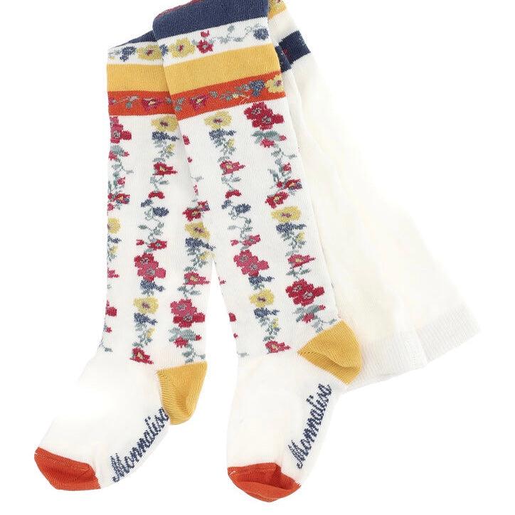Monnalisa Girls Orange Flower Tights Monnalisa Girls Orange Flower Tights