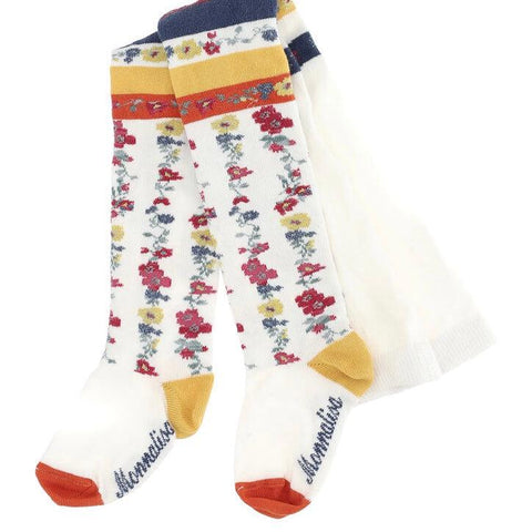 Monnalisa Girls Orange Flower Tights Monnalisa Girls Orange Flower Tights