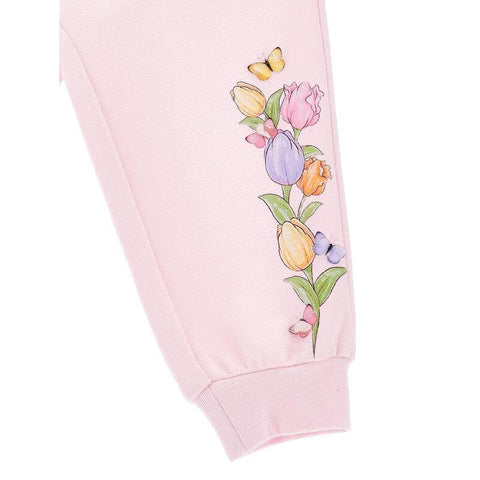 Monnalisa Girls Pink Flower Joggers Monnalisa Girls Pink Flower Joggers