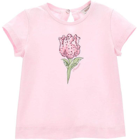Monnalisa Girls Pink Rose Print T-Shirt Monnalisa Girls Pink Rose Print T-Shirt
