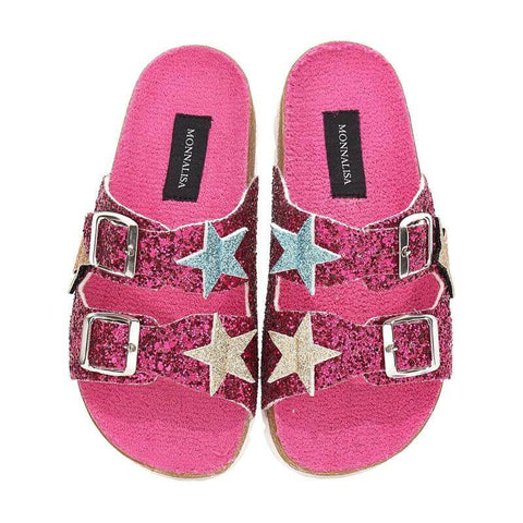 Monnalisa Girls Pink Star Glitter Sandals Monnalisa Girls Pink Star Glitter Sandals