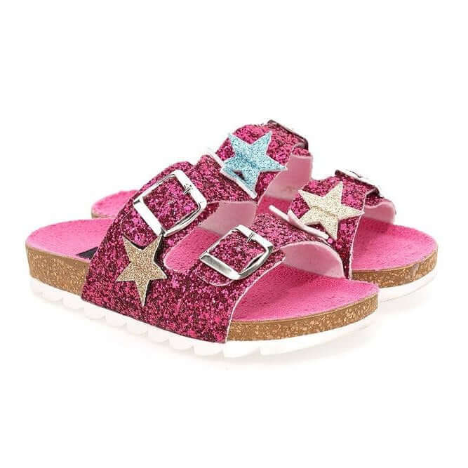 Monnalisa Girls Pink Star Glitter Sandals Monnalisa Girls Pink Star Glitter Sandals