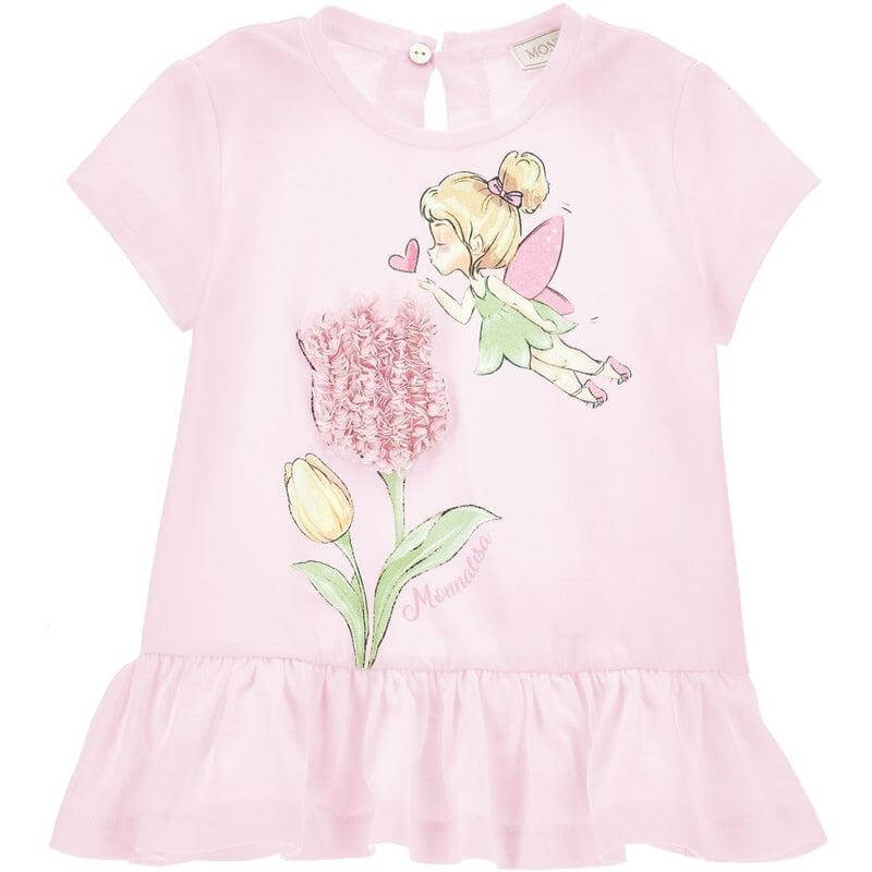 Monnalisa Girls Pink Tinkerbell Peplum Tunic Monnalisa Girls Pink Tinkerbell Peplum Tunic