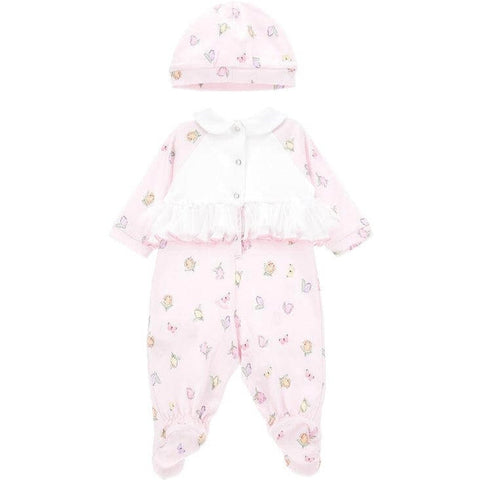 Monnalisa Girls Pink Tulip Babygrow Set Monnalisa Girls Pink Tulip Babygrow Set